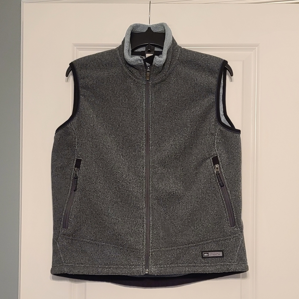 REI Women's Gray Sleeveless Full Zip-Up Fleece Vest, Size Large, EC
